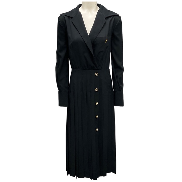 ALTUZARRA BLACK BUTTON DETAIL LONG SLEEVED MIDI DRESS - Picture 1 of 5